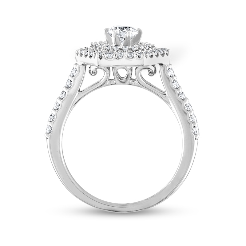 Main Image 3 of 7/8 CT. T.W. Diamond Double Hexagon Frame Engagement Ring in 14K White Gold