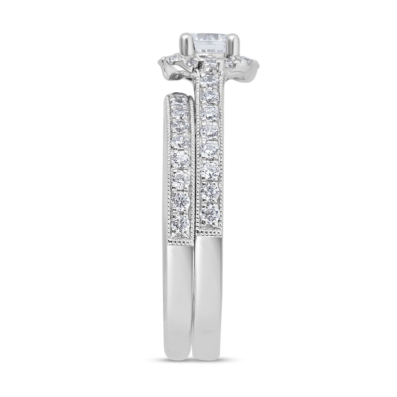1 CT. T.W. Diamond Scallop Edge Frame Bridal Set in 14K White Gold