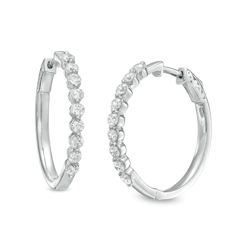 Main Image 1 of 2 CT. T.W. Certified Lab-Created Diamond Hoop Earrings in 14K White Gold (F/SI2)