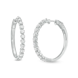 3 CT. T.W. Certified Lab-Created Diamond Hoop Earrings in 14K White Gold (F/SI2)