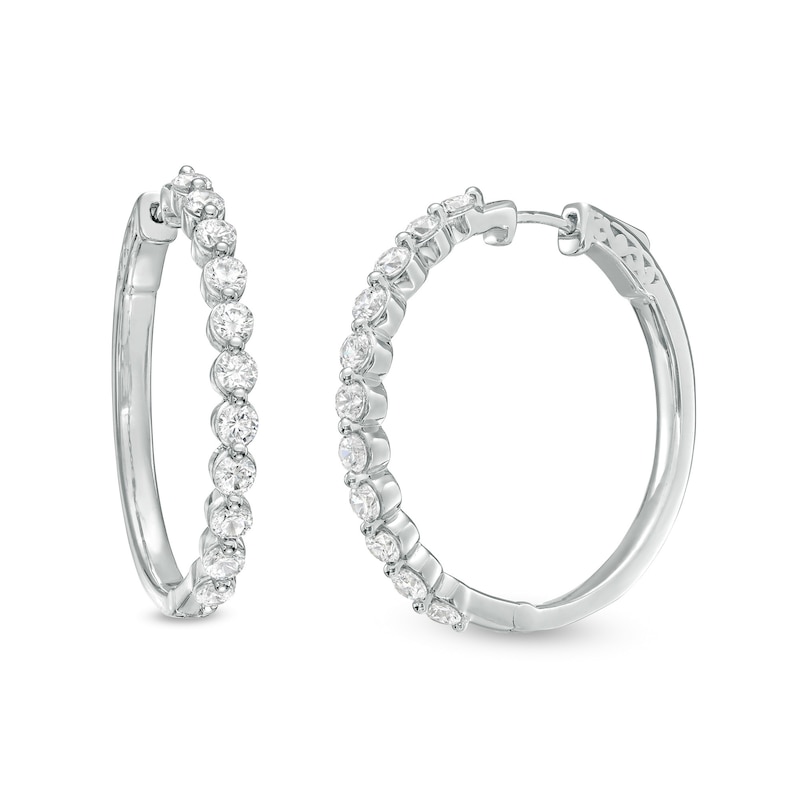 Main Image 1 of 3 CT. T.W. Certified Lab-Created Diamond Hoop Earrings in 14K White Gold (F/SI2)