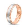 Thumbnail Image 2 of Men's 6.0mm Brushed Inlay Stepped Edge Wedding Band in 14K Two-Tone Gold - Size 10