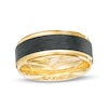 Thumbnail Image 1 of Men's 8.0mm Stepped Edge Wedding Band in 14K Gold and Carbon Fiber Inlay - Size 10