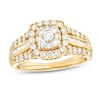 Thumbnail Image 0 of 1 CT. T.W. Multi-Diamond Cushion Frame Multi-Row Engagement Ring in 10K Gold