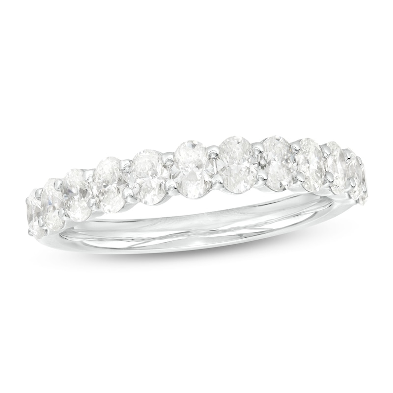 Main Image 1 of 1-1/4 CT. T.W. Certified Oval Diamond Band in 14K White Gold (I/SI2)