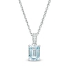 Thumbnail Image 1 of Emerald-Cut Aquamarine and White Lab-Created Sapphire Pendant in Sterling Silver