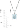 Thumbnail Image 3 of Emerald-Cut Aquamarine and White Lab-Created Sapphire Pendant in Sterling Silver