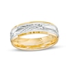 Men's 6.0mm Diamond-Cut Vintage-Style Wedding Band In 14K Two-Tone Gold - Size 10