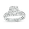 Thumbnail Image 0 of 3/4 CT. T.W. Emerald-Shaped Multi-Diamond Frame Bridal Set in 10K White Gold (I/SI2)