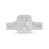 Thumbnail Image 2 of 3/4 CT. T.W. Emerald-Shaped Multi-Diamond Frame Bridal Set in 10K White Gold (I/SI2)