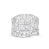 Thumbnail Image 1 of 4 CT. T.W. Quad Princess-Cut Diamond Cushion Frame Multi-Row Three-Piece Bridal Set in 14K White Gold