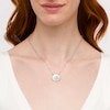 Thumbnail Image 1 of Mother of Pearl and White Lab-Created Sapphire Double Frame Necklace in Sterling Silver
