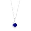 Thumbnail Image 0 of 7.0mm Blue Lab-Created Sapphire and 1/10 CT. T.W. Diamond Curlique Pendant in 10K White Gold