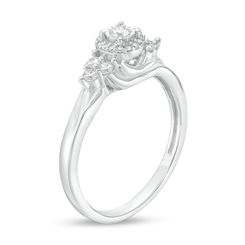 Main Image 3 of 1/4 CT. T.W. Diamond Frame Tri-Sides Promise Ring in 10K White Gold