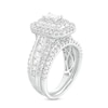 Thumbnail Image 3 of 2 CT. T.W. Emerald-Cut Diamond Double Frame Multi-Row Bridal Set in 14K White Gold (I/I2)