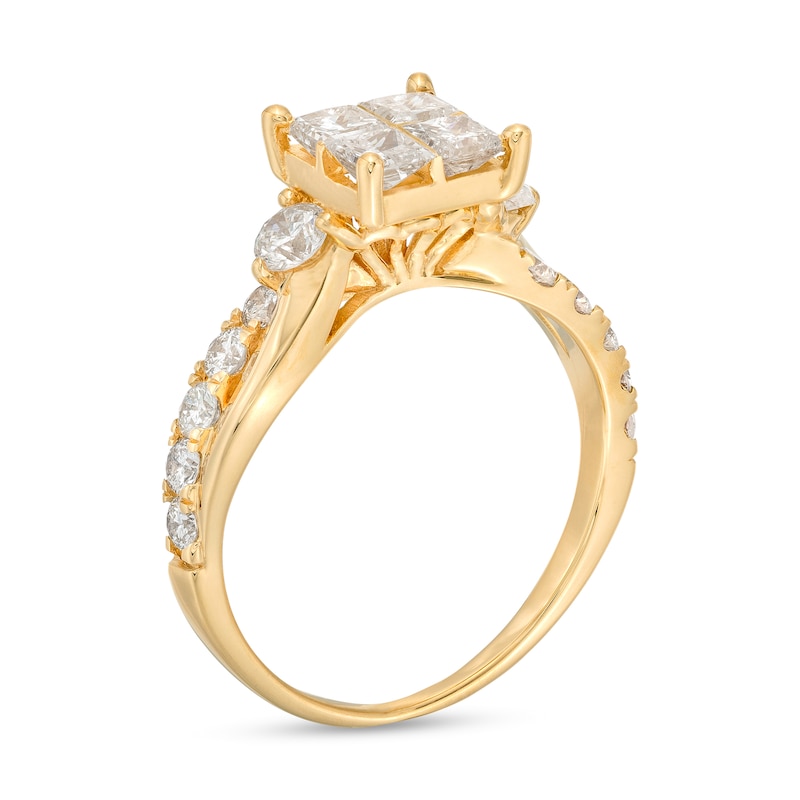 Main Image 2 of 1-1/2 CT. T.W. Quad Princess-Cut Diamond Twist Shank Engagement Ring in 14K Gold