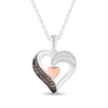 Thumbnail Image 1 of 1/6 CT. T.W. Champagne and White Diamond Double Row Heart Pendant in Sterling Silver with 14K Rose Gold Plate