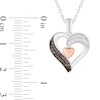 Thumbnail Image 2 of 1/6 CT. T.W. Champagne and White Diamond Double Row Heart Pendant in Sterling Silver with 14K Rose Gold Plate