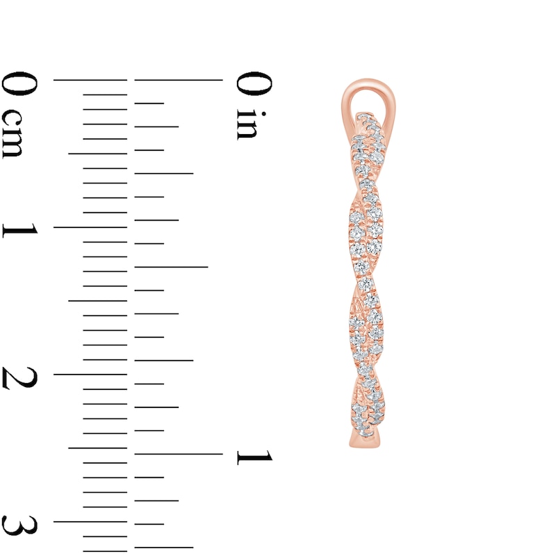 Main Image 2 of 1/2 CT. T.W. Diamond Twist Hoop Earrings in 10K Rose Gold