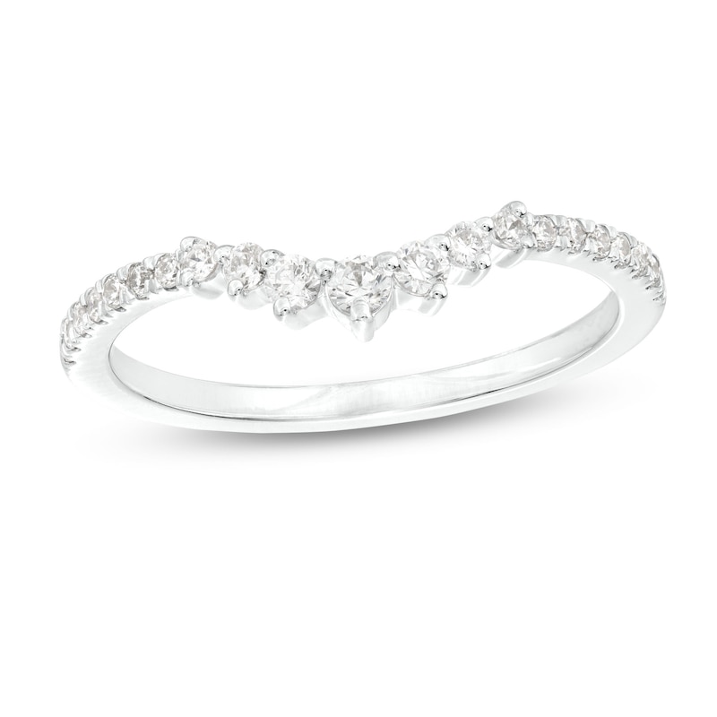 Main Image 1 of 1/4 CT. T.W. Diamond Graduated Contour Wedding Band in 14K White Gold