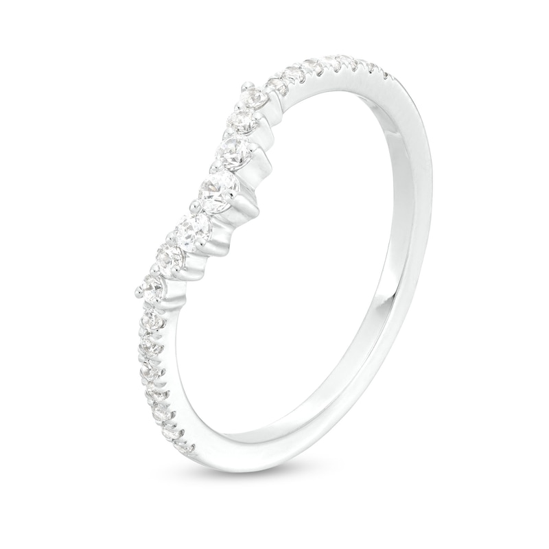 Main Image 3 of 1/4 CT. T.W. Diamond Graduated Contour Wedding Band in 14K White Gold