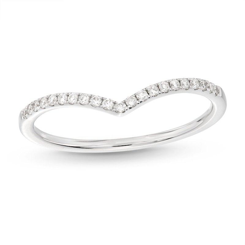 1/8 CT. T.W. Diamond Chevron Contour Wedding Band in 14K White Gold