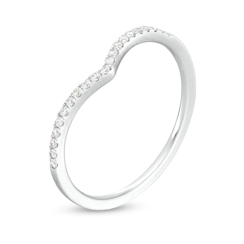 1/8 CT. T.W. Diamond Chevron Contour Wedding Band in 14K White Gold