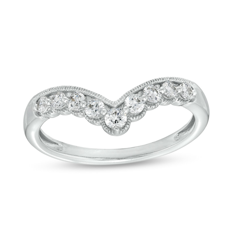 Main Image 1 of 1/3 CT. T.W. Diamond Contour Nine Stone Vintage-Style Anniversary Band in 14K White Gold