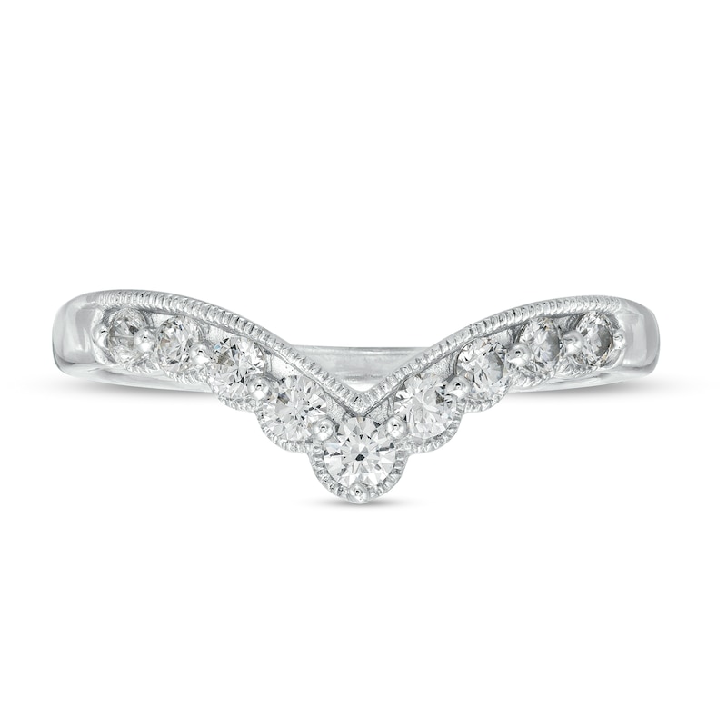 Main Image 3 of 1/3 CT. T.W. Diamond Contour Nine Stone Vintage-Style Anniversary Band in 14K White Gold