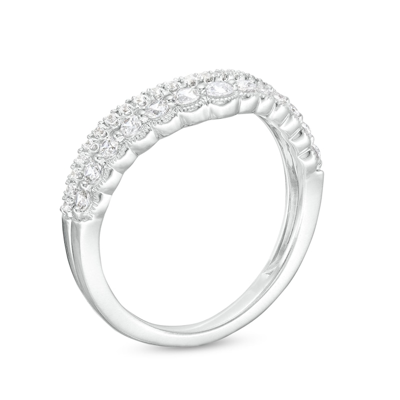 1/2 CT. T.W. Diamond Double Row Vintage-Style Contour Anniversary Band in 14K White Gold