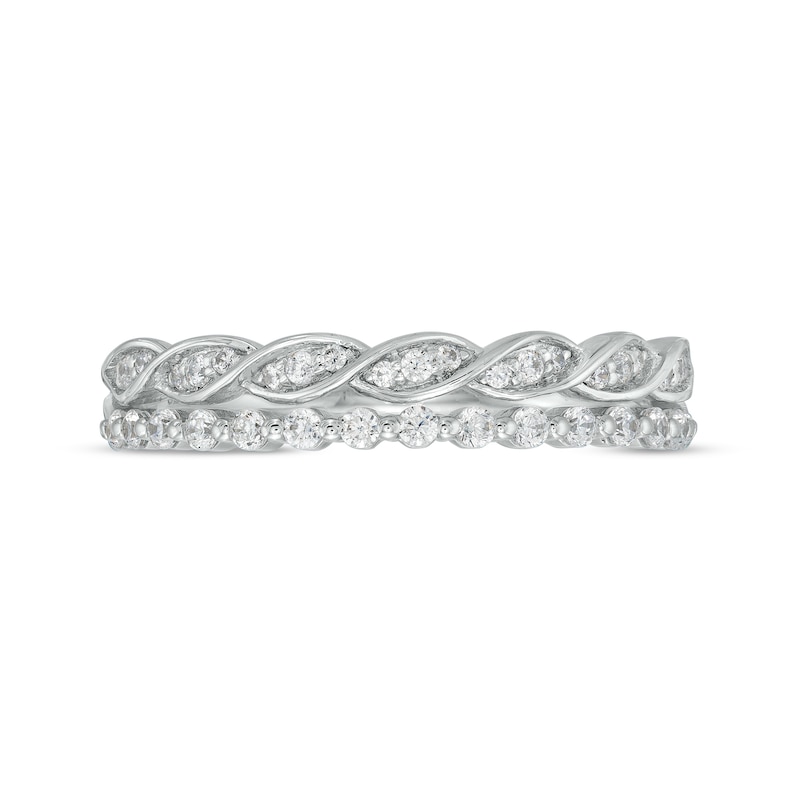 Main Image 3 of 1/4 CT. T.W. Diamond Twist Double Row Stackable Anniversary Band in 14K White Gold