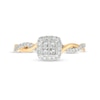 Thumbnail Image 3 of 3/8 CT. T.W. Quad Princess-Cut Diamond Cushion-Shaped Frame Twist Shank Engagement Ring in 10K Gold (I/I2)