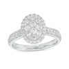 Thumbnail Image 1 of 1 CT. T.W. Oval-Shaped Multi-Diamond Frame Engagement Ring in 14K White Gold (I/I2)