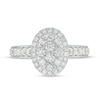 Thumbnail Image 3 of 1 CT. T.W. Oval-Shaped Multi-Diamond Frame Engagement Ring in 14K White Gold (I/I2)