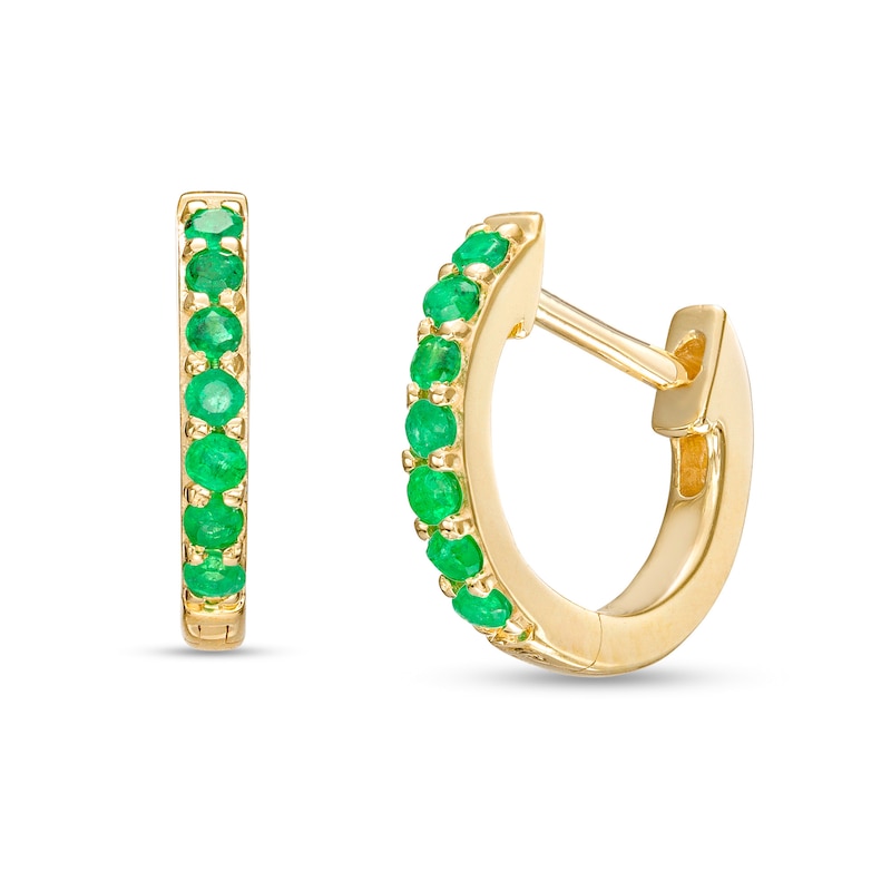 Emerald Huggie Hoop Earrings in 10K Gold | Zales Outlet