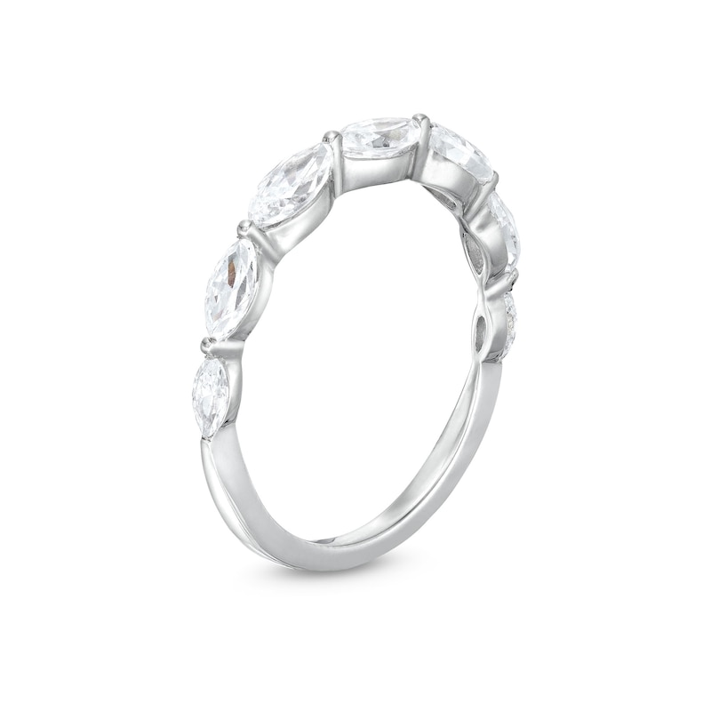 Main Image 3 of 1 CT. T.W. Marquise-Cut Diamond Sideways Seven Stone Band in 14K White Gold (I/I2)