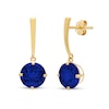 Thumbnail Image 0 of 8.0mm Blue Lab-Created Sapphire Solitaire Drop Earrings in 14K Gold