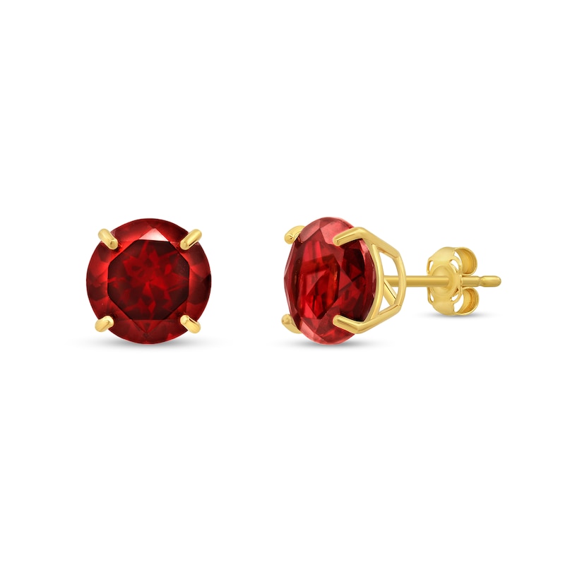 Main Image 1 of 9.0mm Lab-Created Ruby Solitaire Stud Earrings in 14K Gold