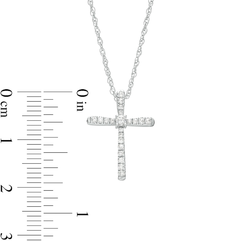 Main Image 3 of 1/5 CT. T.W. Diamond Cross Pendant in Sterling Silver