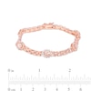 Thumbnail Image 4 of Morganite and White Lab-Created Sapphire Sun Watch Link Bracelet in Sterling Silver with 18K Rose Gold Plate - 7.25&quot;