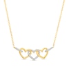 Thumbnail Image 1 of 1/10 CT. T.W. Diamond Triple Heart Link Necklace in 10K Gold