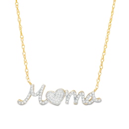 1/6 CT. T.W. Diamond &quot;Mama&quot; Heart Necklace in 10K Gold