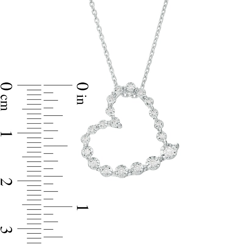 Main Image 3 of 1/5 CT. T.W. Diamond Graduated Tilted Heart Pendant in Sterling Silver