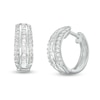 Thumbnail Image 1 of 1/2 CT. T.W. Diamond Triple Row Hoop Earrings in 10K White Gold