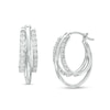 Thumbnail Image 1 of 1/10 CT. T.W. Diamond Triple Row Hoop Earrings in Sterling Silver