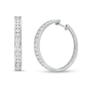 Thumbnail Image 1 of 1/4 CT. T.W. Diamond Lined Hoop Earrings in Sterling Silver