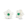 Thumbnail Image 0 of 4.0mm Emerald and Mother-of-Pearl Petal Plumeria Flower Stud Earrings in Sterling Silver