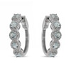 Thumbnail Image 0 of 4.0mm Aquamarine and White Zircon Frame Five Stone Hoop Earrings in Sterling Silver