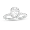 Thumbnail Image 1 of 1-1/2 CT. T.W. Certified Oval Lab-Created Diamond Frame Engagement Ring in 14K White Gold (F/VS2)