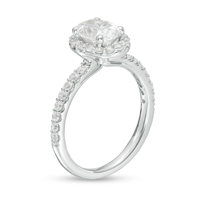 Main Image 3 of 1-1/2 CT. T.W. Certified Oval Lab-Created Diamond Frame Engagement Ring in 14K White Gold (F/VS2)